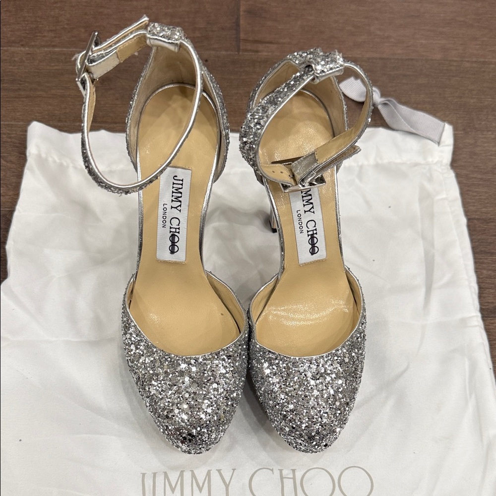 Jimmy Choo Glittering Silver Heels